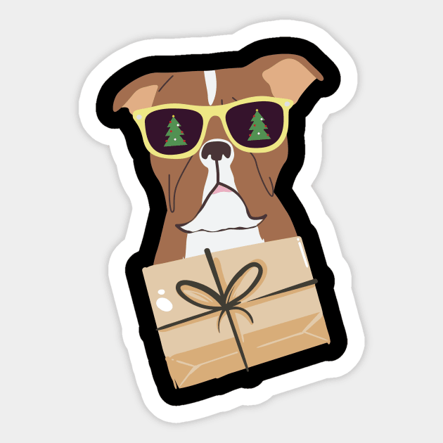 Boxer Dog Christmas Design Sticker by BeLightDesigns